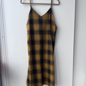 Targetto Slit Check Sleeveless Yellow Dress
